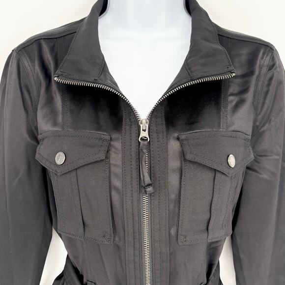 White House Black Market NWT Black Soft Utility Jacket Size 10P - Picture 5 of 9